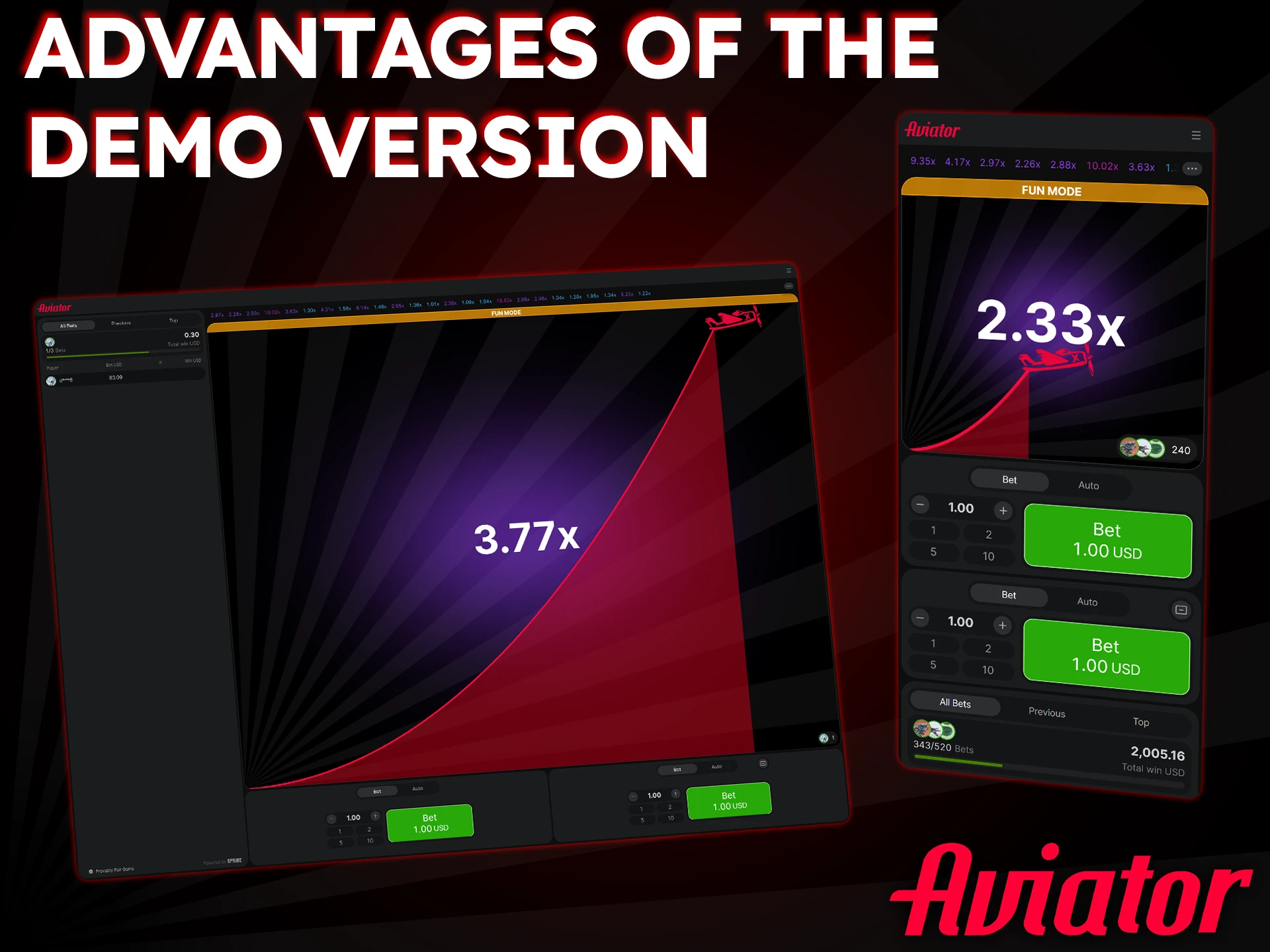 Use the Aviator demo to learn the game and test out strategies.