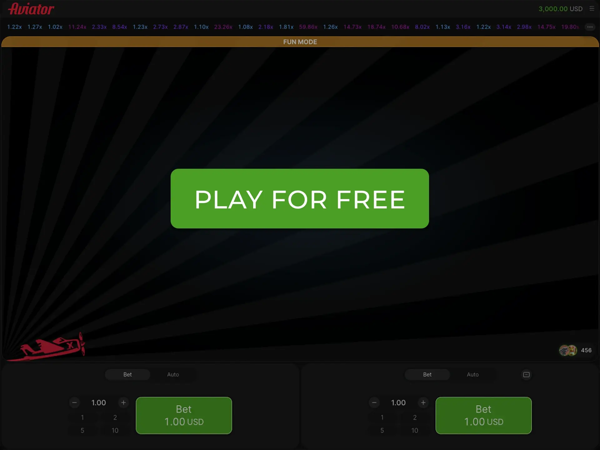 Demo version of the Aviator game in Australia.
