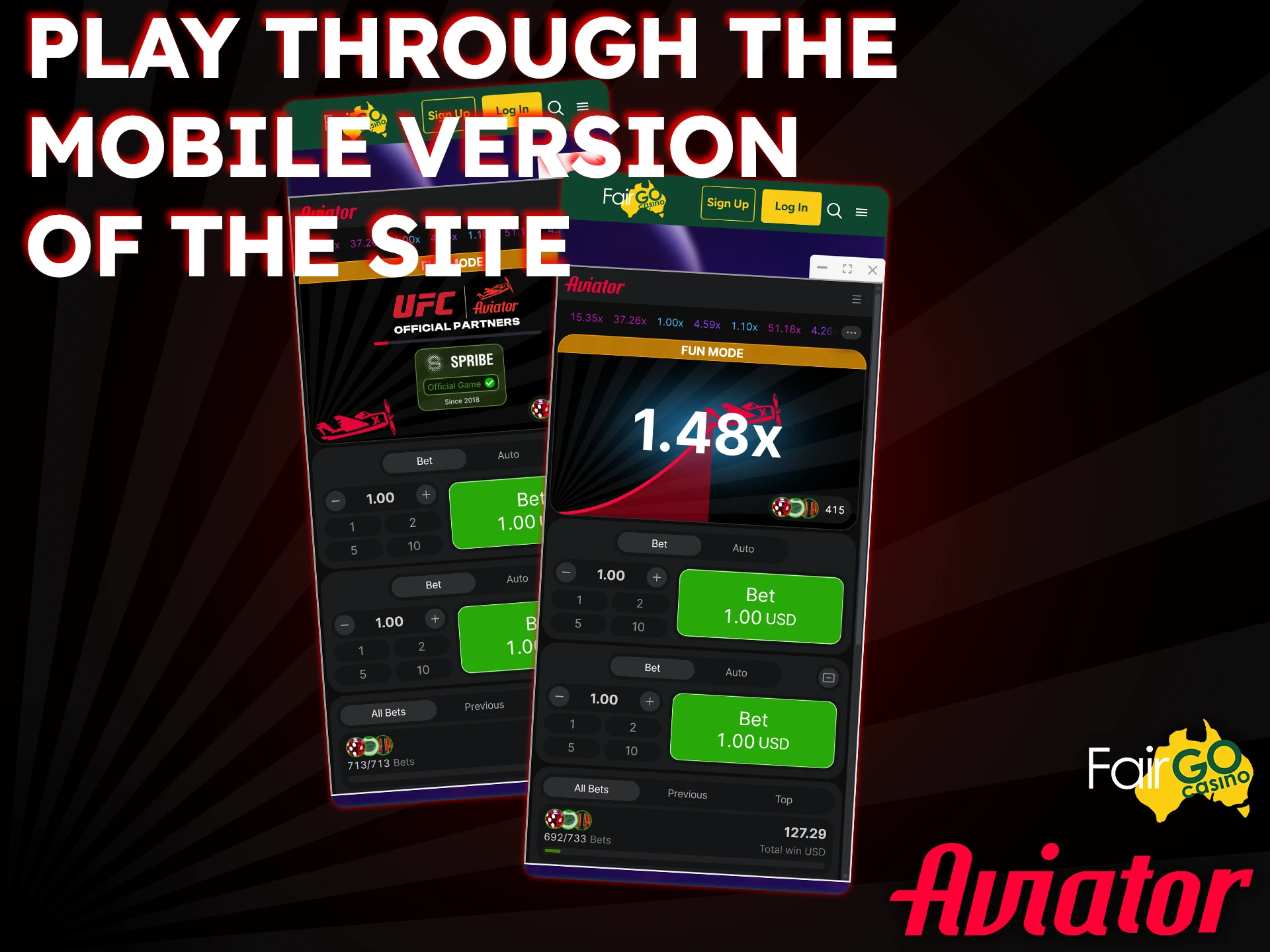 Play Aviator seamlessly on any mobile device through Fair Go Casino's optimized site.