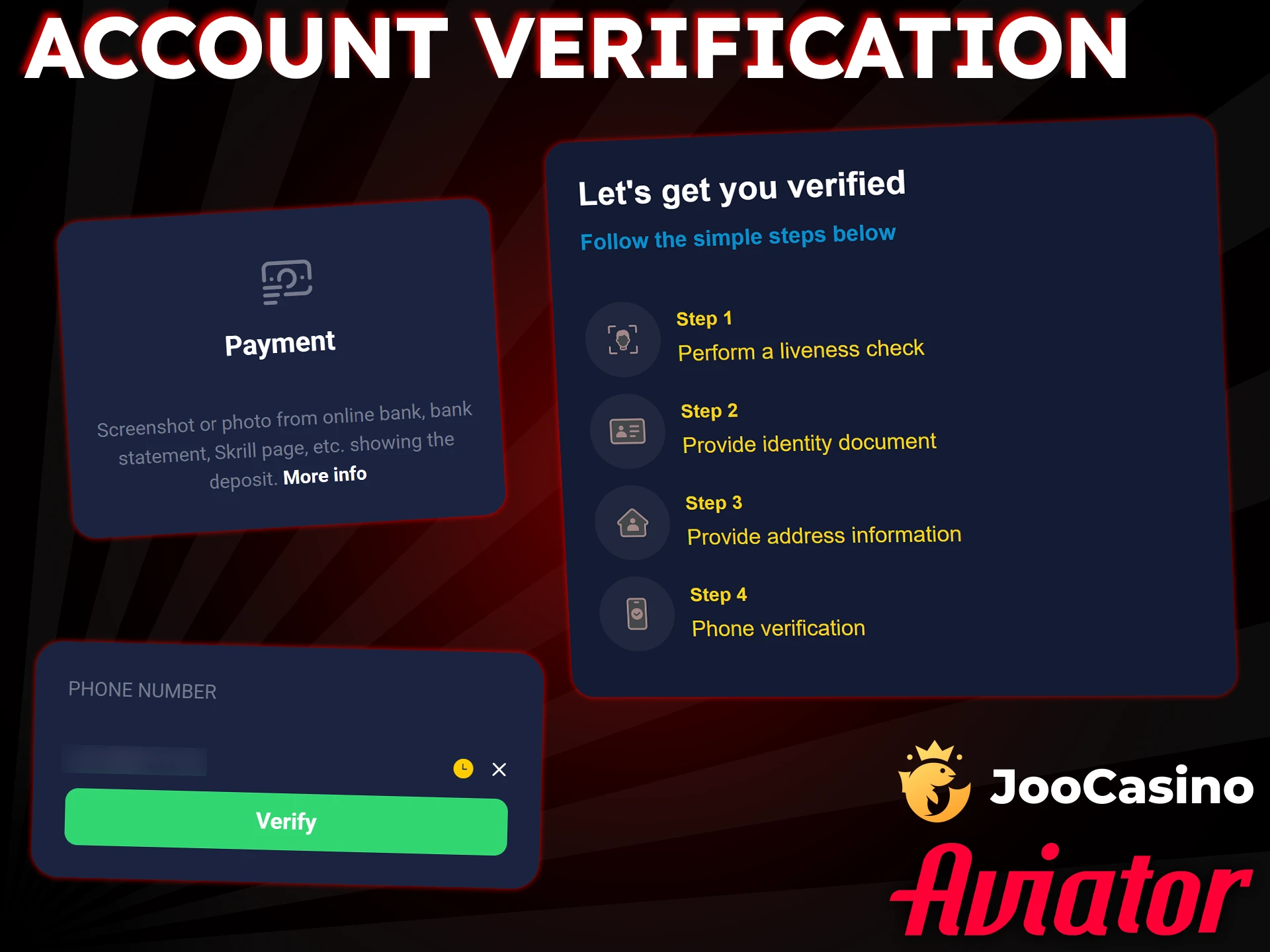 Joo Casino requires account verification to ensure a secure Aviator environment.