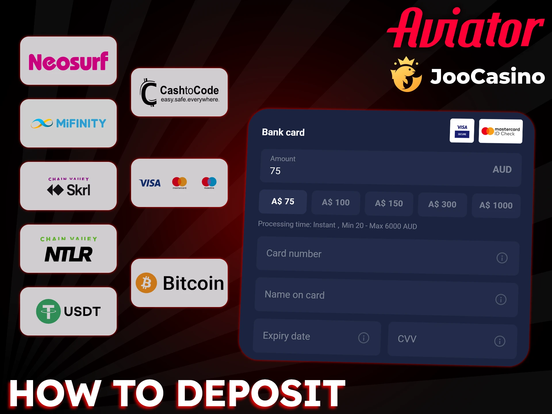 To play Aviator, you first need to deposit funds.