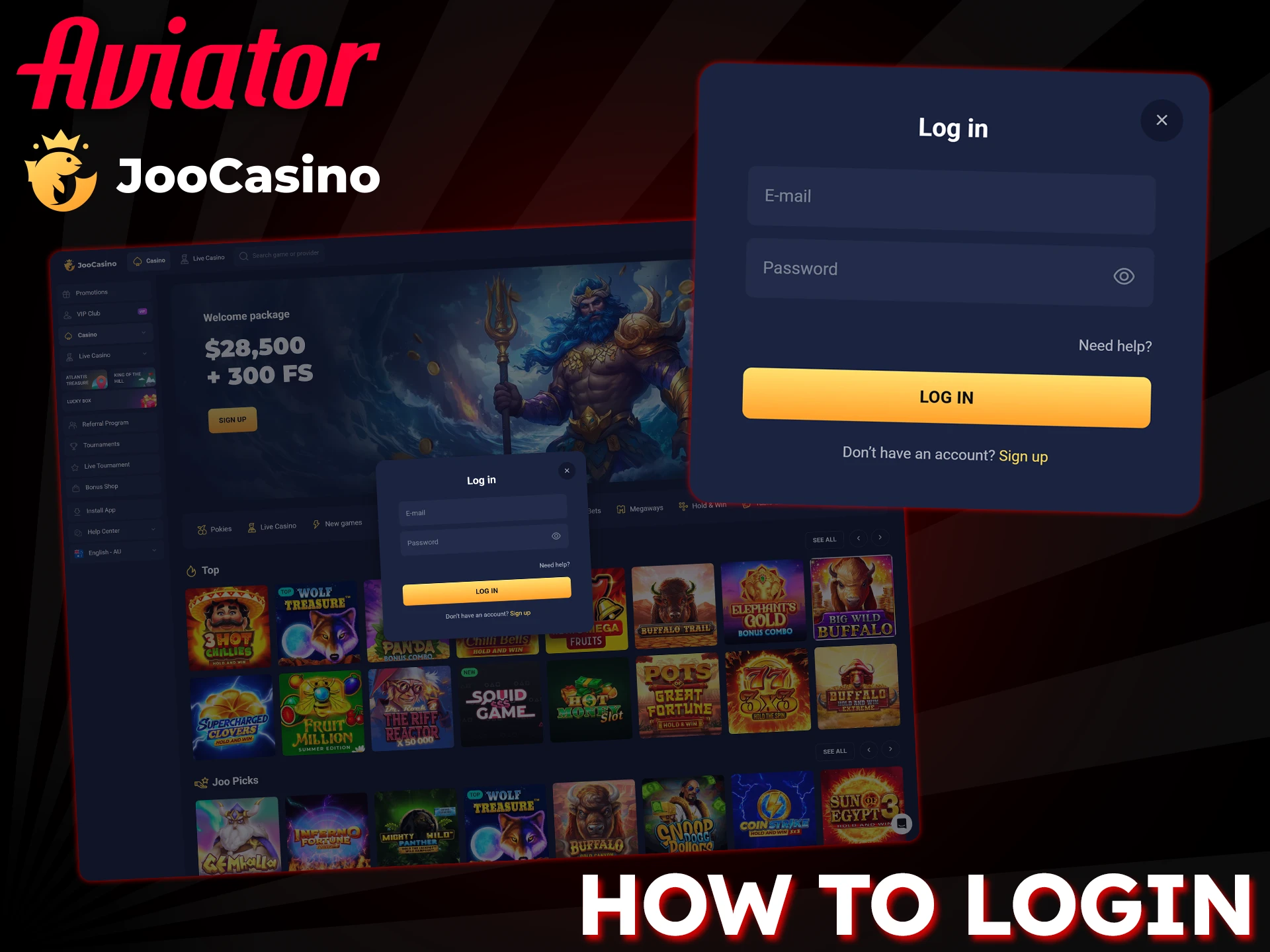 If you already have a Joo Casino account, log in and start playing Aviator.
