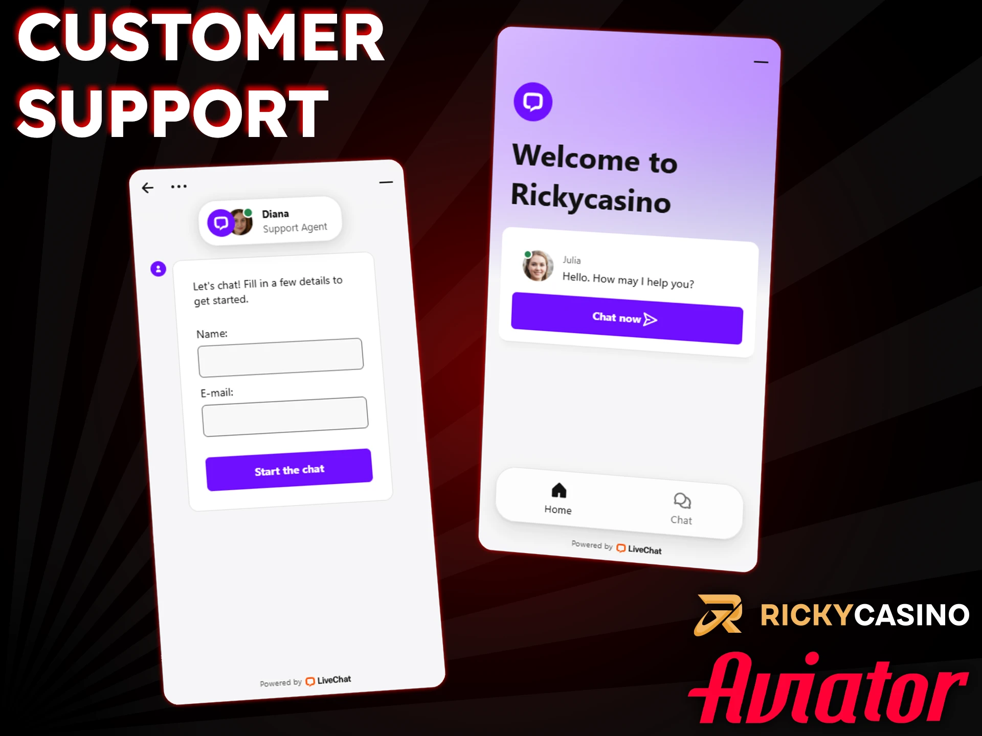 Contact Ricky Casino's support for any issues with Aviator.